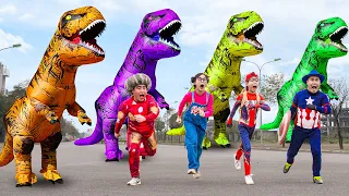 Evolution Of Dinosaur T-rex Chase VS Team Scary Teacher Transformation | Dinosaur Funny Video IRL