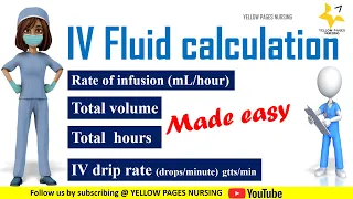 IV fluid calculation | Rate of infusion (mL/hour) | Total volume | Total  hours |drops/min