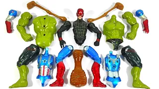 AVENGERS TOYS ASSEMBLE, BLACK SPIDER-MAN, CAPTAIN AMERICA, SIREN HEAD, HULK SMASH - ACTION FIGURE