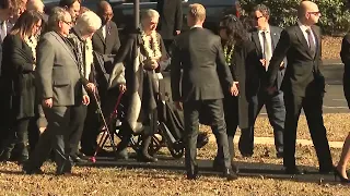 Former President Jimmy Carter arrives for Rosalynn Carter's funeral service