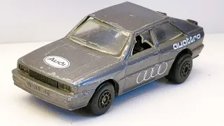 Audi Quattro MB 25  Walter Röhrl Monte Carlo car. Custom Matchbox restoration. Diecast car.