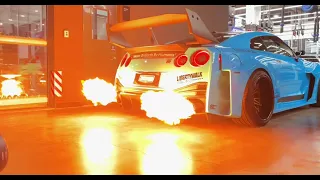 Grumpiest Nissan GT-R / ARMYTRIX Turbo Back Valvetronic Exhaust | Flames & Bangs|