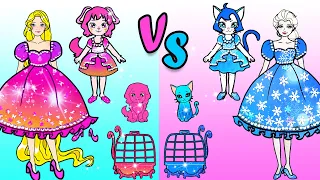 Vestido De Muñeca De Papel - Pink VS Blue Mother And Daughter #5 - Woa Doll Español