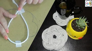 Knotted Rope Coaster-DIY/ Dining Table Coasters/How to make Coaster/ Rope Craft-3