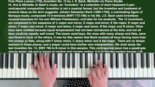 Free Piano Lesson (170), Invention No. 15 by J. S. Bach, Michelle Lin Piano Studio