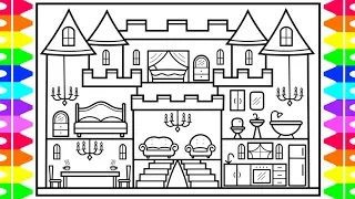 How to Draw a CASTLE for Kids  🏰💜💖💛CASTLE Drawing for Kids | Castle Coloring Pages for Kids