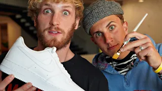 Surprising LOGAN PAUL with Custom NIKE Air Force 1!! 👟🎨