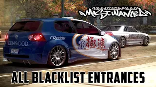 Need For Speed Most Wanted  -  All Blacklist Race Entrances (LIKE & SUBSCRIBE) #NFSMW