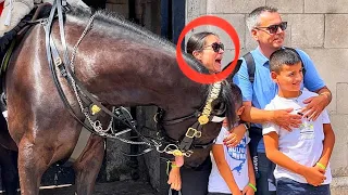 Don't Miss: Lady gets bitten by Royal King's Guard Horse! Incredible!