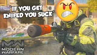 "IF YOU GET KNIFED YOU SUCK" (Modern Warfare Knife Only Gun Game Rage Reactions)