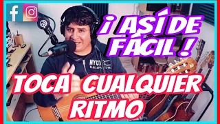 La forma mas facil de TOCAR CUALQUIR RITMO CON LA GUITARRA en base de bateria