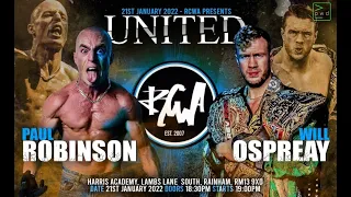 Paul Robinson VS Will Ospreay at RCWA Presents.. UNITED - January 21st 2022