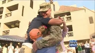 Soldier surprises family