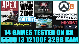 14 Games tested on RX 6600 I3 12100F 32GB RAM