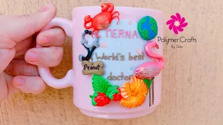 Eng. Subs. Polymer clay themed mug - ماج عليه كل الأشكال اللي صاحبته بتحبها