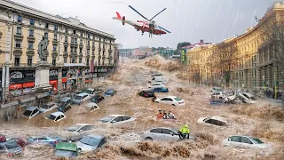 7 minutes ago in Italy! Millions of cubic meters of water swept away cars, flood in Milan