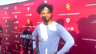 USC QB Caleb Williams on leaving Oklahoma, Lincoln Riley's offense, first day of spring camp