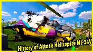 History of Attack Helicopter MI-24V. Abandoned Old Soviet Army Combat Helicopter