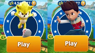 Sonic Dash vs Paw Patrol Ryder Run - Super Movie Sonic vs All Bosses Zazz Eggman - Run Gameplay