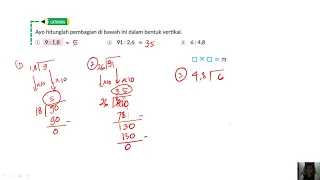 Matematika kelas 5 hal 73 kur. Merdeka  pembagian dalam bentuk vertkal. 9:1,8 91:2,6 6:4,8