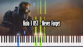 Halo 3 OST - Never Forget - Piano Tutorial - Synthesia W/ Realistic Sound!