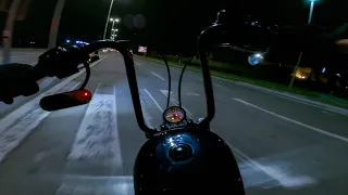 Harley Davidson Sporster Forty-Eight 48 l Pure Engine Sound [vance&hines short shots] Night ride