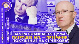 Валерий Соловей. Зачем созывают Думу, Кто толкает Патрушева-мл. в преемники и что грозит Стрелкову