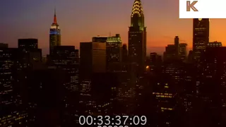 1989 New York Skyline, Sunset, Manhattan 1980s, 35mm