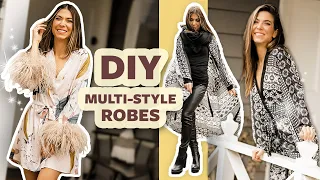 How to Make Trendy Robes with No Pattern! (Kimono-Style & Feather Cuffs) | DIY with Orly Shani