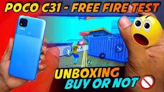 POCO C31 FREE FIRE TEST || poco c31 free fire gameplay + Heating + Battery Drain Test.