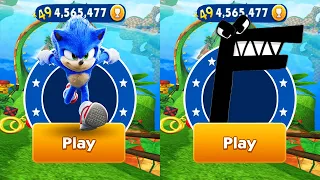 Sonic Dash vs Alphabet Lore F - Movie Sonic vs All Bosses Zazz Eggman All Characters Unlocked