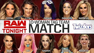 Trish, Lita, Sasha ,Bayley & Natalya Vs Riott Squad, Mickie & Alicia - WWE Raw 29/10/2018 (Español)