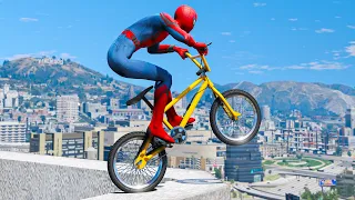 GTA 5 Spiderman Epic Jumps Ragdolls - Spider-Man Bike/Stunts/Fails - Ep 02 (Euphoria Ragdolls)