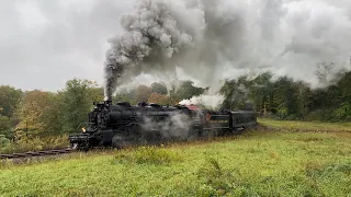 Western Maryland Scenic Railroad H-6 #1309 Steam Train Tackles The 3% Grade @ No. 9 Slide (10/2/22)