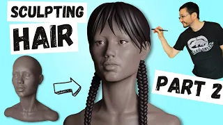 How to Sculpt Wednesday in Blender 3.4 - 7 Minutes Tutorial - Part 2 "Hair"