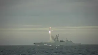 Russian Navy Admiral Gorshkov frigate fires Zircon anti-ship hypersonic cruise missile Barents sea