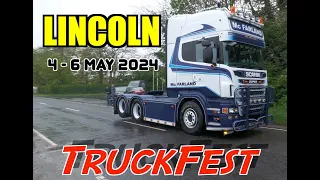 TruckFest Lincoln 2024 - Arrival trucks at The largest truck festival in Europe - Heavy rain