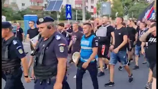 Peluza nord Steaua in Corteo către Ghencea pentru partida cu CSU Craiova