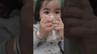 PUTERNAO DRINKING☘️ MILK FROM THE GLASS.💚