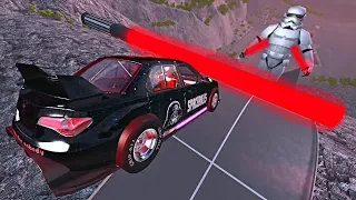 BeamNG.drive - Cars Jumping through Deadly Lightsaber (Star Wars Crashes)