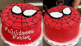 tutorial para decorar pastel de hombre araña || decoracion de pastel para niños
