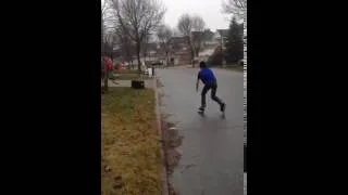 Who Rollerblades in the rain? This guy!