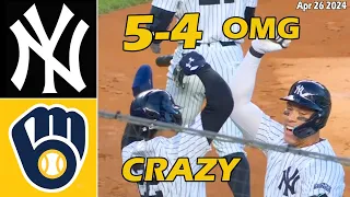 Yankees vs. Brewers Game Highlights , Apr 26 2024 | MLB Season 2024