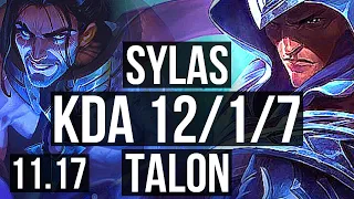 SYLAS vs TALON (MID) | 12/1/7, 67% winrate, Legendary | KR Diamond | v11.17