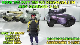 GTA5 - HOW TO PUT MODDED TM-02 KHANJALI OR ANY FACILITY VEHICLES IN ANY GARAGE GTA 5 ONLINE 1.62