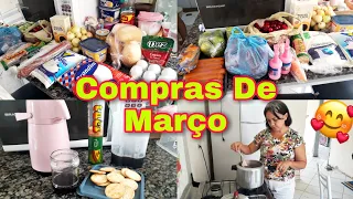 COMPRAS DO MÊS DE MARÇO + ALMOÇO SUPER DELICIOSO FEIJOADA NODESTINA  |rotina de dona de casa