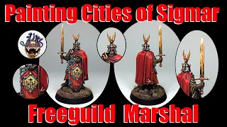 Painting a converted Freeguild Marshal with freehand for Cities of Sigmar Hammerhal Aqsha faction