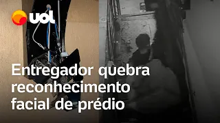 Entregador quebra reconhecimento facial após morador demorar para buscar pedido; veja vídeo