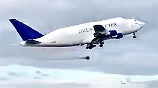 Giant Plane Drops Wheel On Takeoff