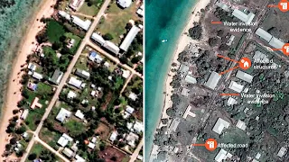 Vulkanausbruch in Tonga: Vorher-Nachher-Satellitenbilder zeigen Zerstörung